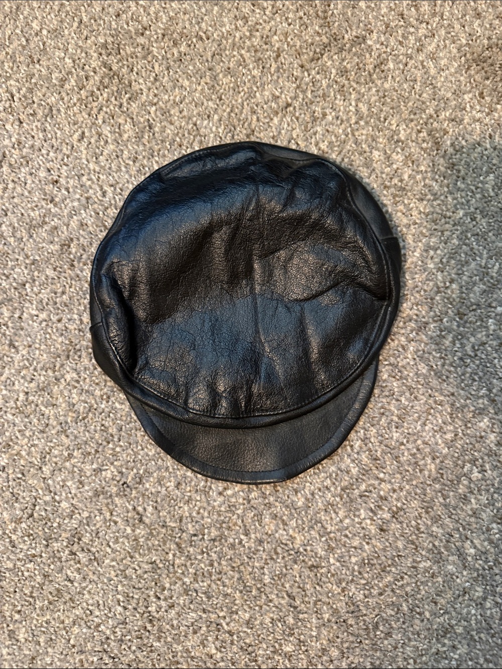 Men's Black Leather Newsboy Cap - Classic Urban Style